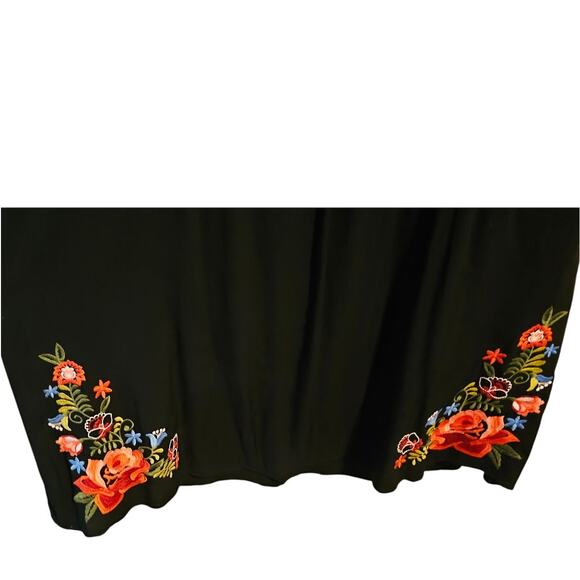 City Chic Embroidered Black Midi Dress – Size 20 – Balloon Sleeves Cinched Waist - Picture 5 of 7